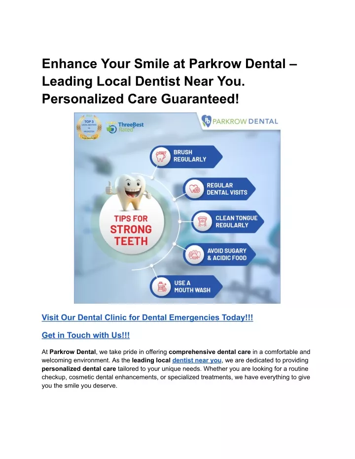 enhance your smile at parkrow dental leading