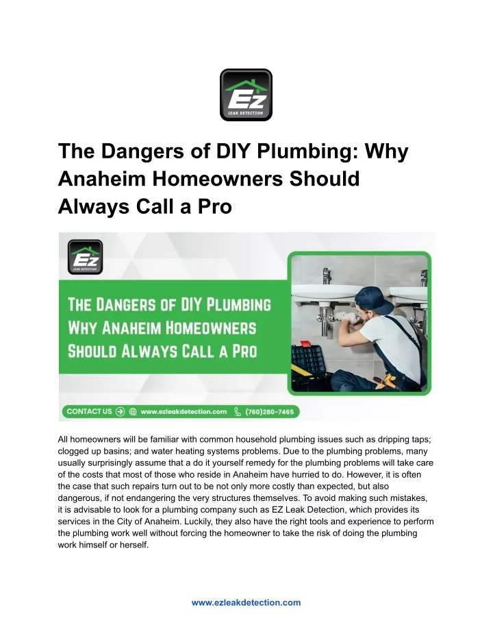 the dangers of diy plumbing why anaheim