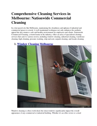 Comprehensive Cleaning Services in Melbourne Nationwide Commercial Cleaning