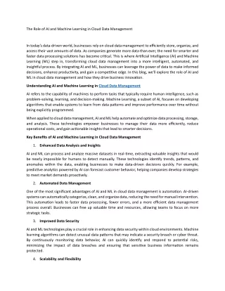 The Role of AI and Machine Learning in Cloud Data Management