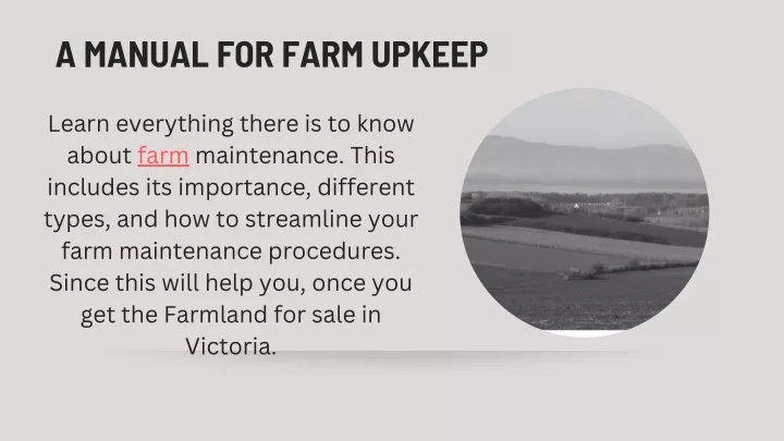 a manual for farm upkeep