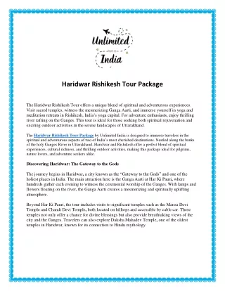 Haridwar Rishikesh Tour Package