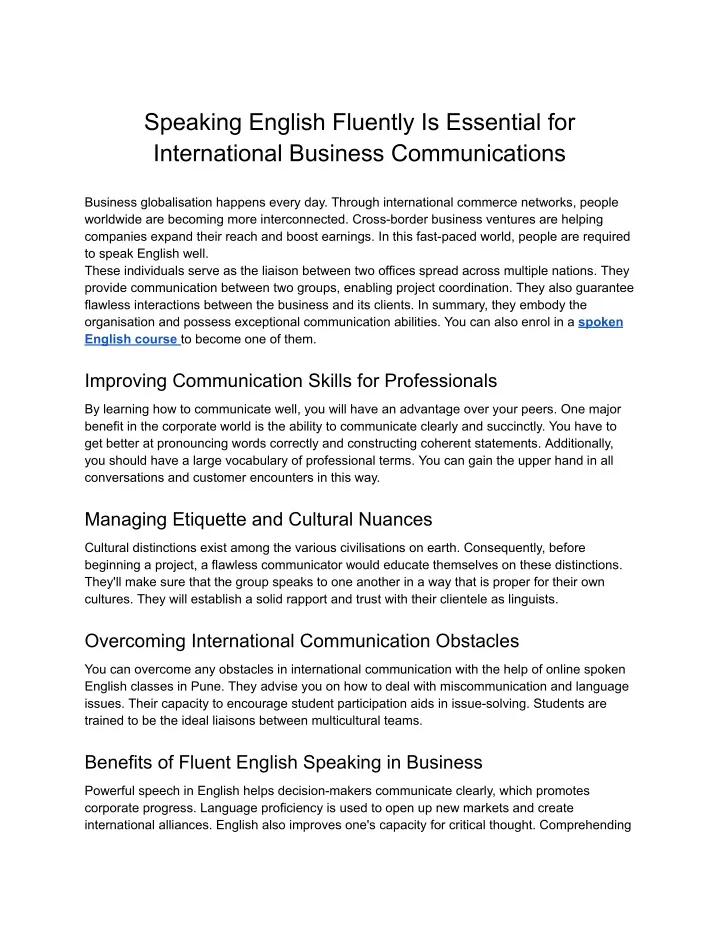 speaking english fluently is essential