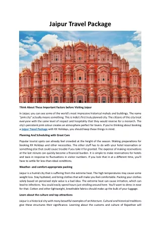 Jaipur Travel Package