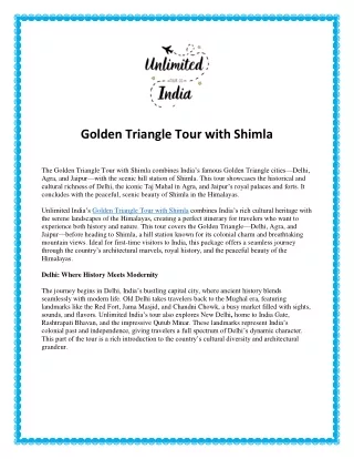Golden Triangle Tour with Shimla