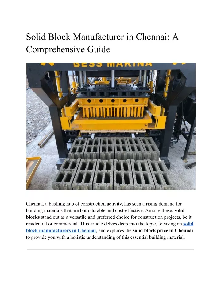 solid block manufacturer in chennai