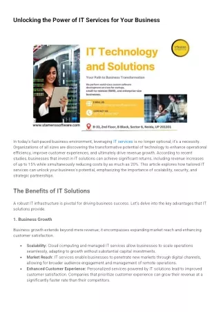 Unlocking the Power of IT Services for Your Business