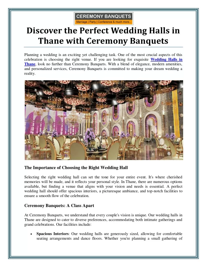 discover the perfect wedding halls in thane with