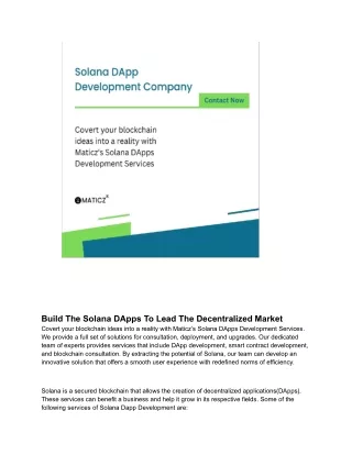 build the solana dapps to lead the decentralized