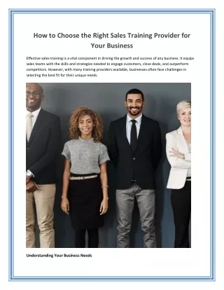 How to Choose the Right Sales Training Provider for Your Business