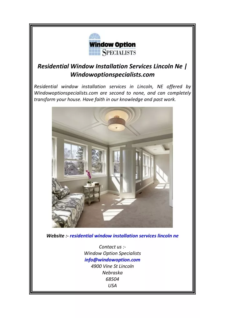 residential window installation services lincoln