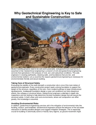why geotechnical engineering is key to safe