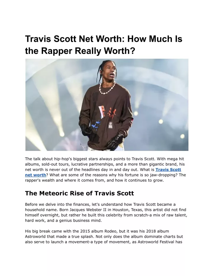 travis scott net worth how much is the rapper