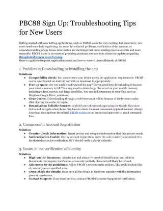 pbc88 sign up troubleshooting tips for new users