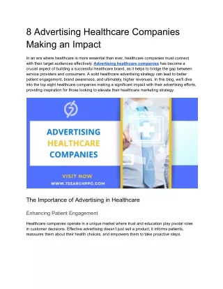 8 Advertising Healthcare Companies Making an Impact