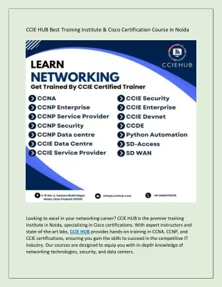 CCIE HUB Best Training Institute & Cisco Certification Course in Noida