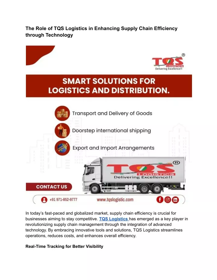 the role of tqs logistics in enhancing supply