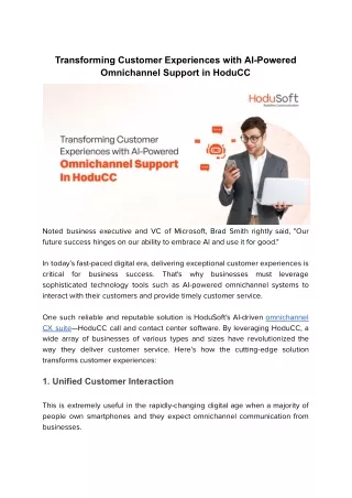 HoduSoft-Web 2.0-Transforming Customer Experiences with AI-Powered Omnichannel Support in HoduCC