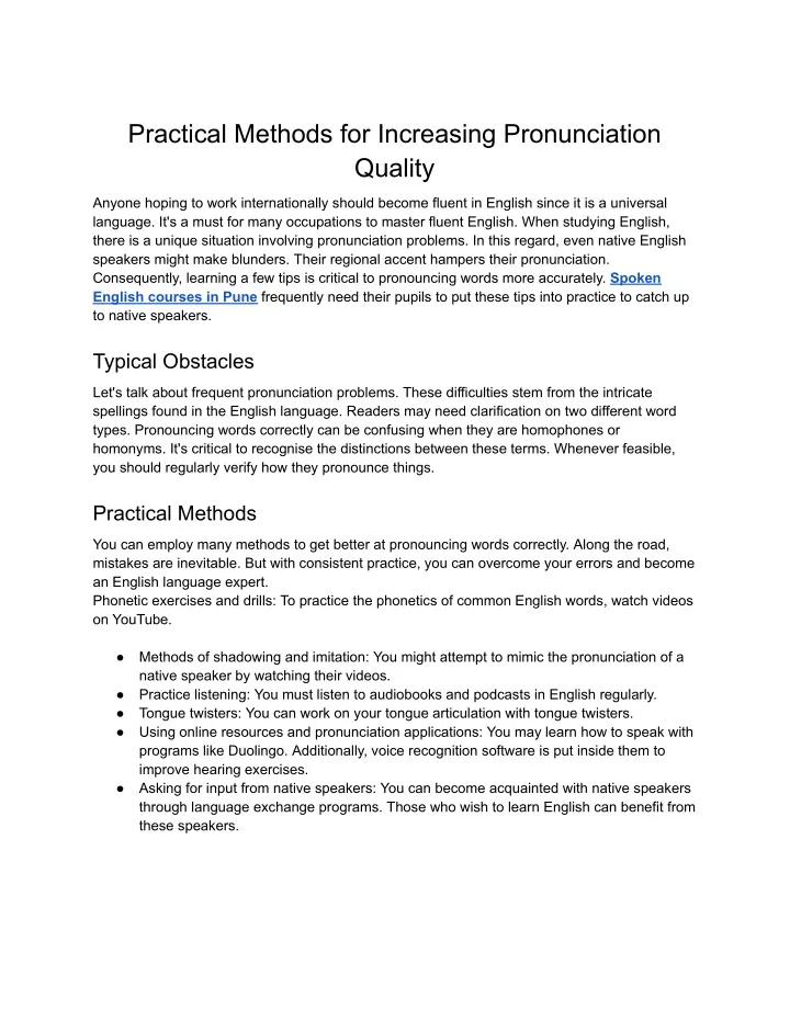 practical methods for increasing pronunciation