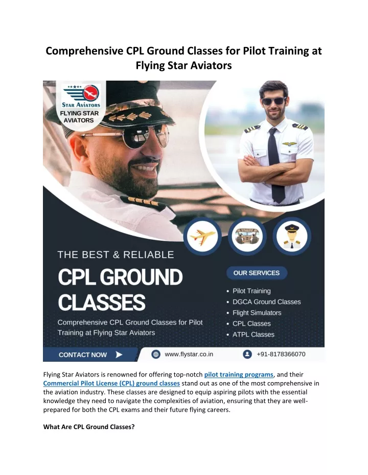 comprehensive cpl ground classes for pilot