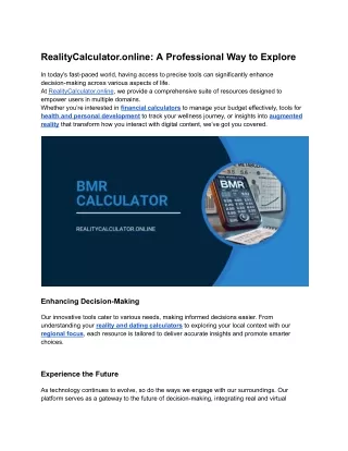 realitycalculator online a professional