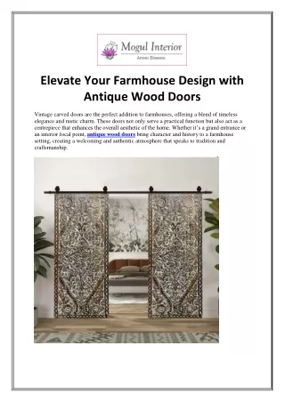 Elevate Your Farmhouse Design with Antique Wood Doors