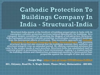 Cathodic Protection To Buildings Company In India - Structural-India