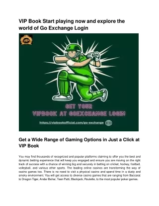 VIPBook Start playing now and explore the world of Go Exchange Login