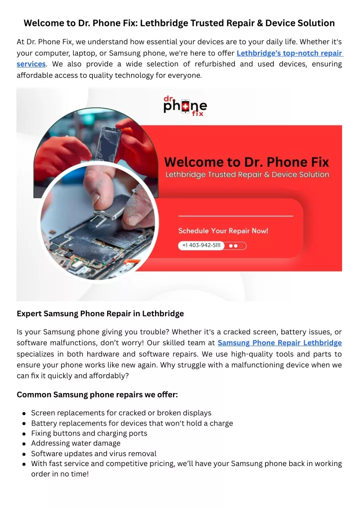 welcome to dr phone fix lethbridge trusted repair