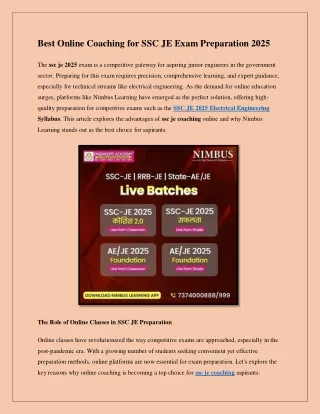 best online coaching for ssc je exam preparation