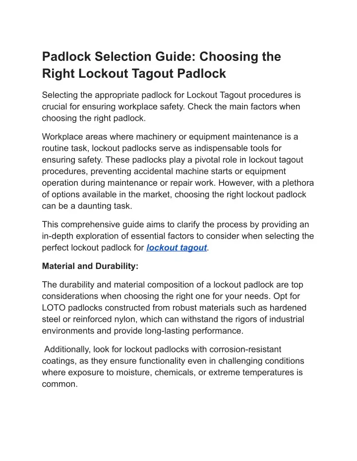 padlock selection guide choosing the right