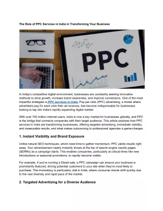 The Role of PPC Services in India in Transforming Your Business