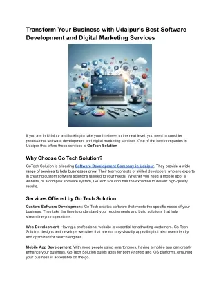 Transform Your Business with Udaipur's Best Software Development and Digital Marketing Services