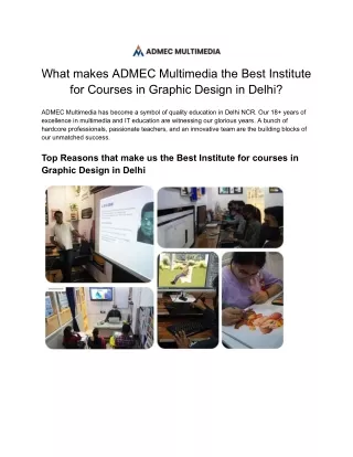 What makes ADMEC Multimedia the Best Institute for Courses in Graphic Design in Delhi_