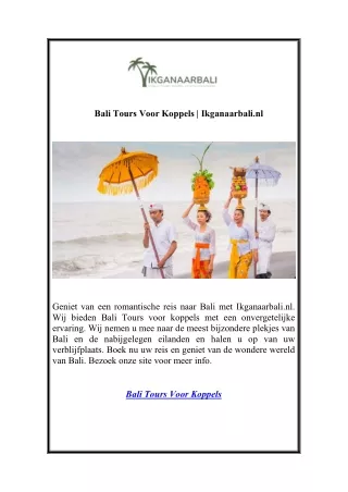 Bali Tours Voor Koppels  Ikganaarbali.nl