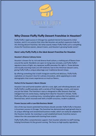 Why Choose Fluffy Fluffy Dessert Franchise in Houston?