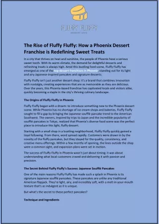 The Rise of Fluffy Fluffy: How a Phoenix Dessert Franchise is Redefining Sweet