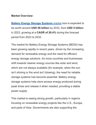 Battery Energy Storage Systems Market Survey, Comprehensive Insights