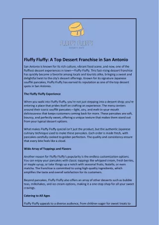 Fluffy Fluffy: A Top Dessert Franchise in San Antonio