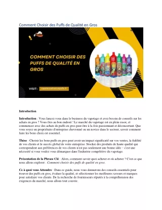 comment choisir des puffs de qualit en gros