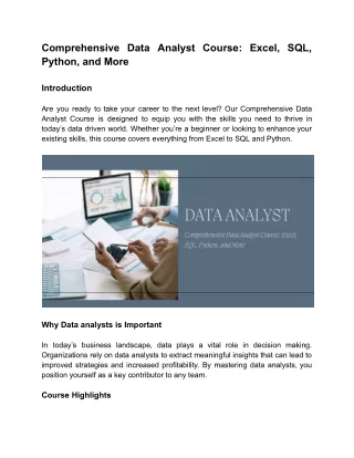 comprehensive data analyst course excel