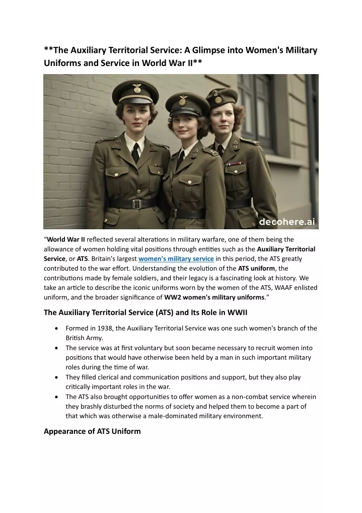 the auxiliary territorial service a glimpse into