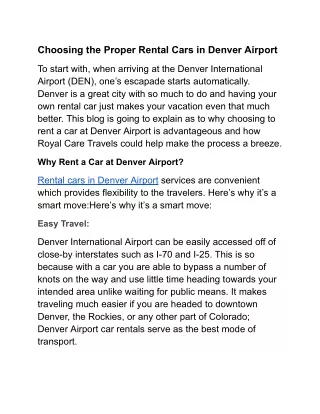 Choosing the Proper Rental Cars in Denver Airport