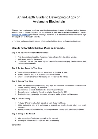 A Step-by-Step Guide to Building dApps on Avalanche Blockchain