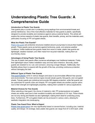 understanding plastic tree guards a comprehensive