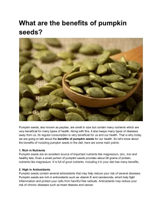 What are the benefits of pumpkin seeds?