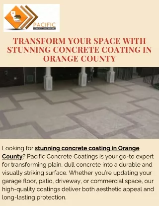 Transform Your Space with Stunning Concrete Coating in Orange County