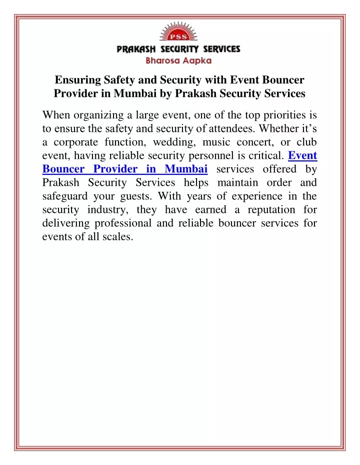 ensuring safety and security with event bouncer