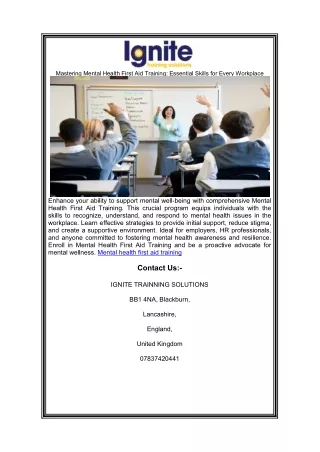 mastering mental health first aid training