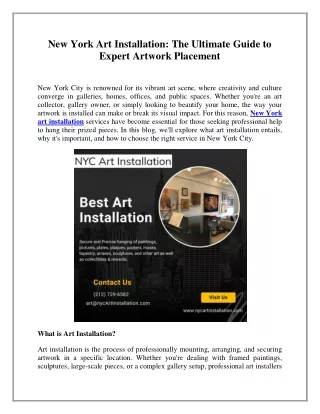 New York Art Installation: The Ultimate Guide to Expert Artwork Placement